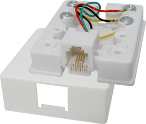 Vertical Cable: 4C White Modular Telephone Surface Jack 026-149WH Small Image