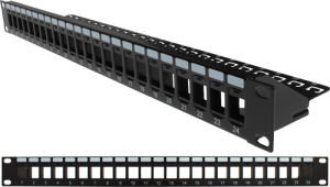 Vertical Cable: 24 PORT, 1U BLANK PATCH PANEL W/ CABLE MANAGER, 19in. Rack Mountable. 043-382/24/1U Small Image