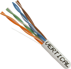 Vertical Cable: CAT5E, 24AWG, UTP, 8C Solid Bare Copper, 350MHz, Riser Rated, PVC Jacket, White, 1000ft. Pull Box 054-450WH Thumbnail