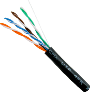 Vertical Cable: CAT5E CMX, Outdoor Rated Cable, UV Rated, 8-Conductor, 24AWG Solid-Bare Copper, Black, 1000ft Pull Box 059-484/CMX Small Image