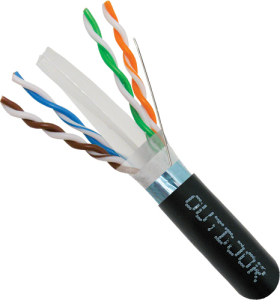 Vertical Cable: CAT6 CMXT, Direct Burial, LLDPE Jacket, Shielded, 23AWG, Waterproof Tape, 1000ft, Wooden Spool, Black 069-561/CMXT Small Image