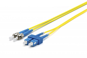 Wirewerks: Duplex, 8.3 micron,  single mode, 2mm jacket, fiber patch cord, SC-ST, 1 meter, Riser, UPC Polish PC-1ESCBSTB001 Thumbnail